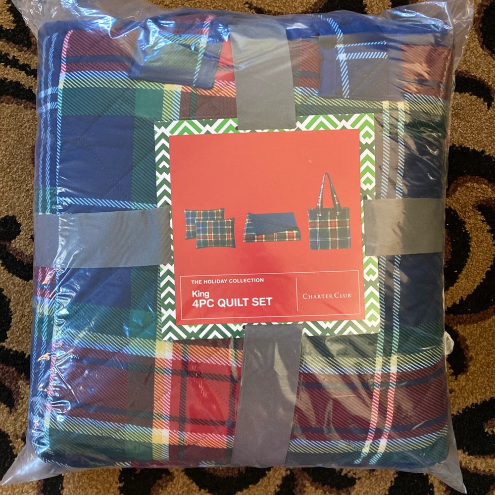 Charter Club Holiday Plaid Quilt Set - Blue, Green, Red
